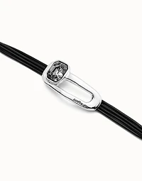 Leather bracelet with a black crystal