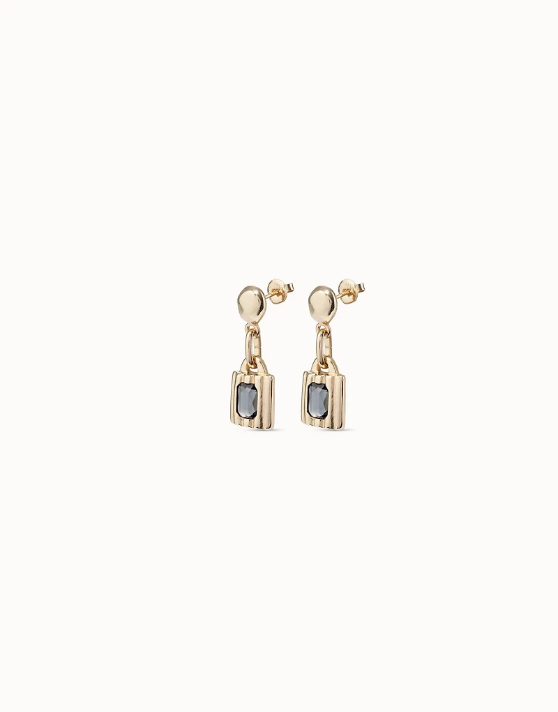 Padlock shaped drop earrings