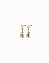 Padlock shaped drop earrings
