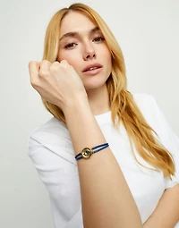 Double blue leather birthstone bracelet with eye