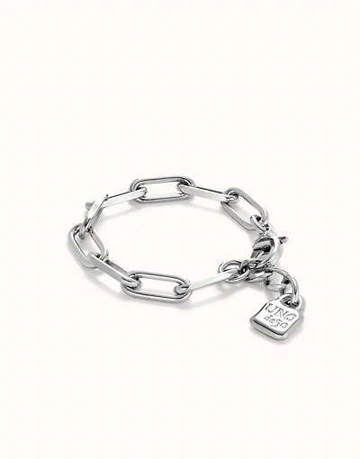 Paper clip link bracelet with padlock