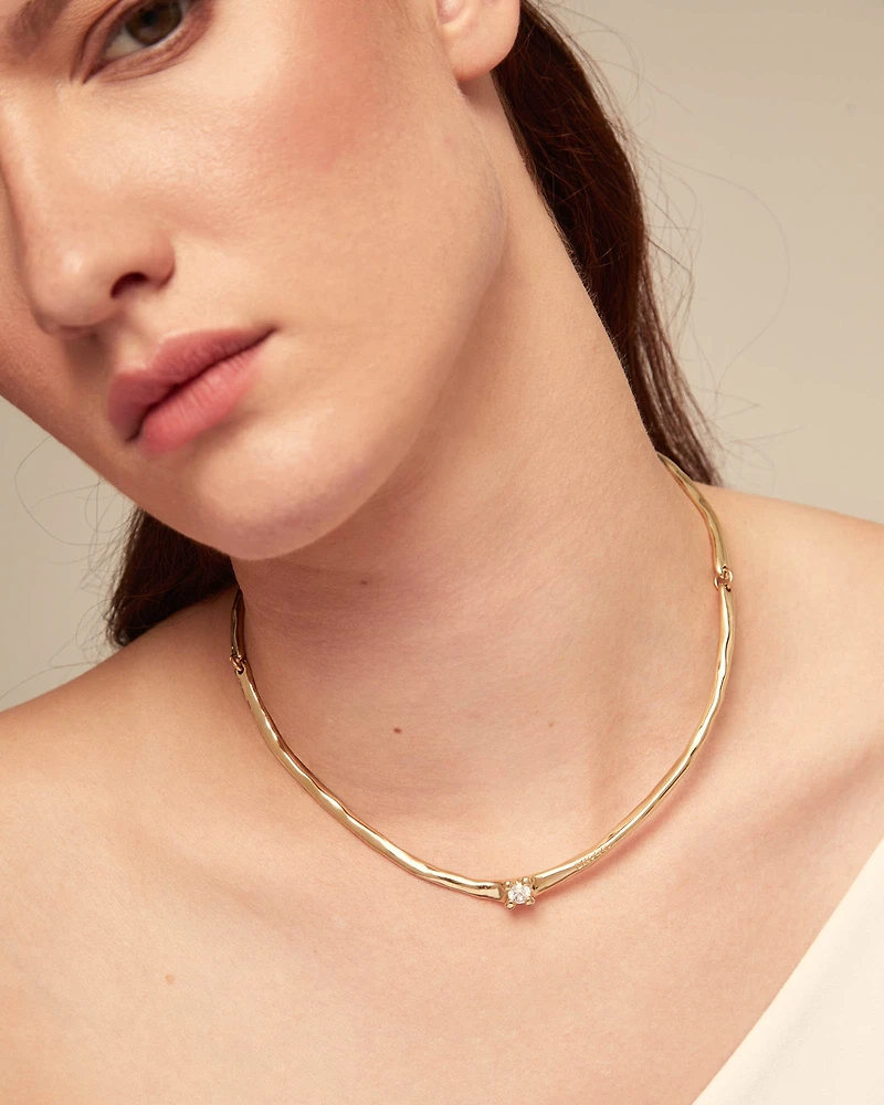 Choker necklace with white cubic zirconia