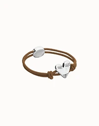 Brown elastic thread bracelet with heart