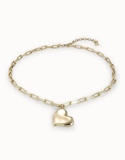 Link chain necklace with heart