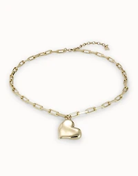 Link chain necklace with heart
