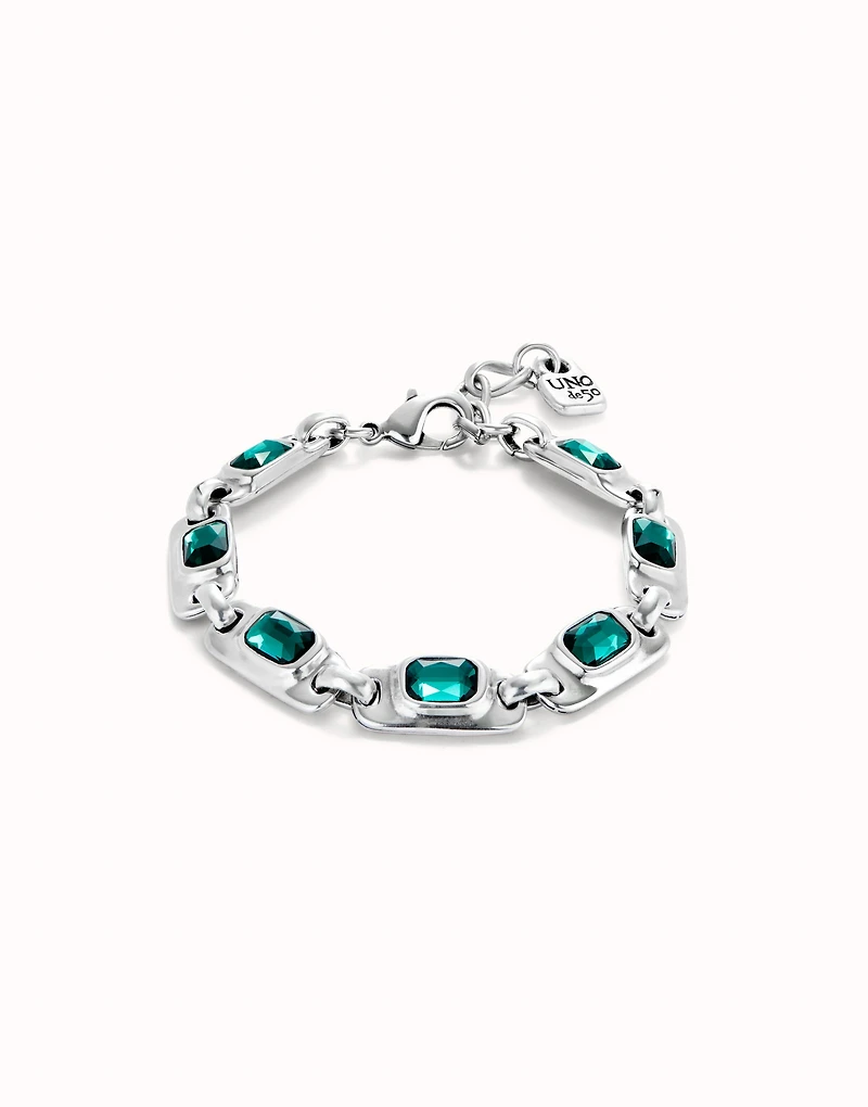 Chain bracelet with green crystals