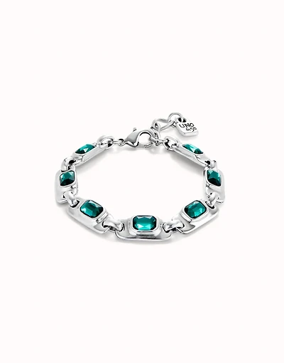 Chain bracelet with green crystals
