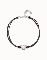 Short leather necklace with pearl