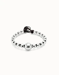 Leather bracelet with a large bead