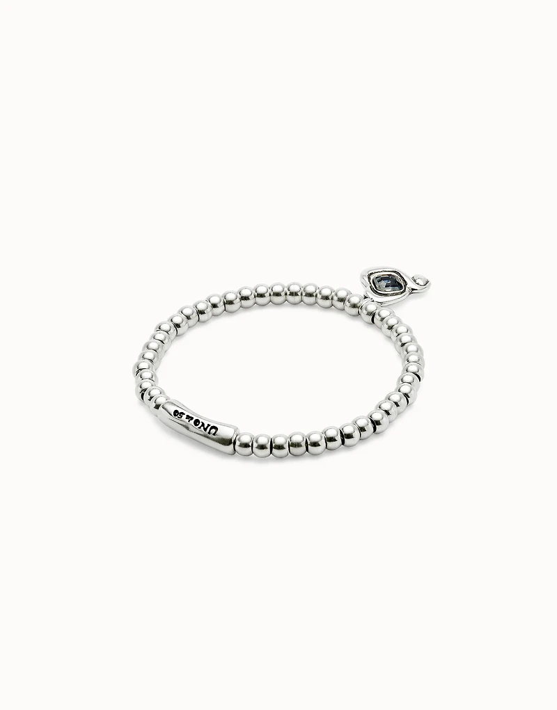 Beaded  stretch bracelet with heart and black crystal