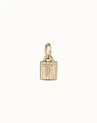 18K gold-plated padlock charm with topaz letter T