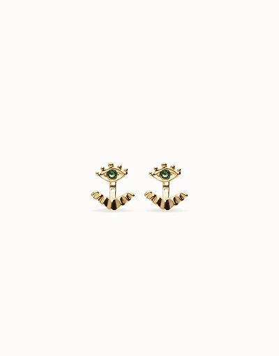 Eye-shaped stud earrings with verde crystal
