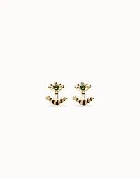 Eye-shaped stud earrings with verde crystal