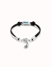 Leather bracelet with a blue  crystal