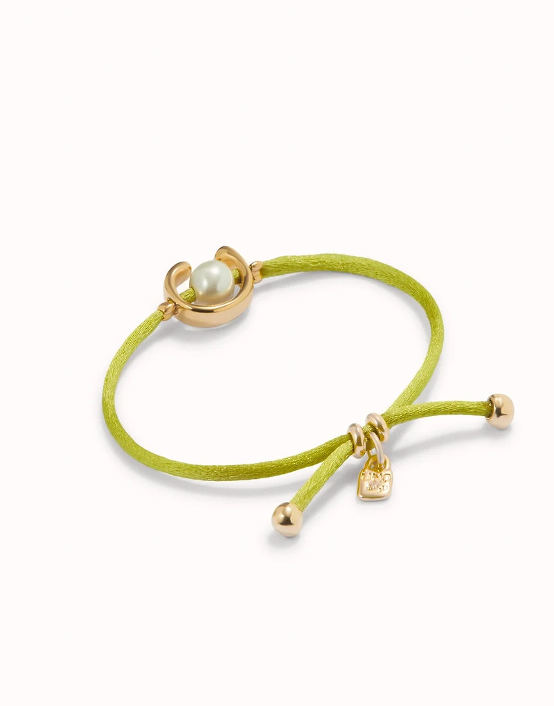 Lime cord bracelet with a pearl