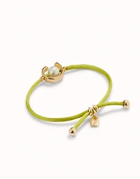 Lime cord bracelet with a pearl