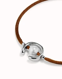 Brown cord bracelet with a pearl
