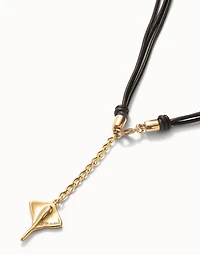Long leather necklace pendant with manta ray