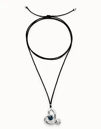 Long pendant and central heart with blue crystal