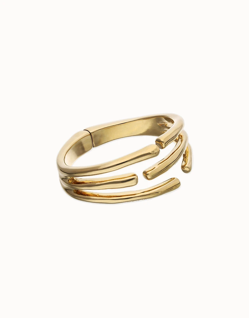 Bangle bracelet with multiple intertwined organic shapes