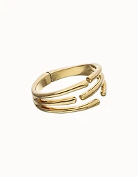 Bangle bracelet with multiple intertwined organic shapes
