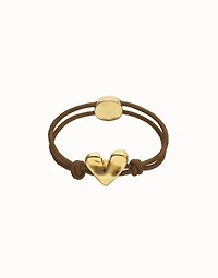 Brown elastic thread bracelet with heart