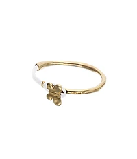 Cream leather bracelet with butterfly ornament