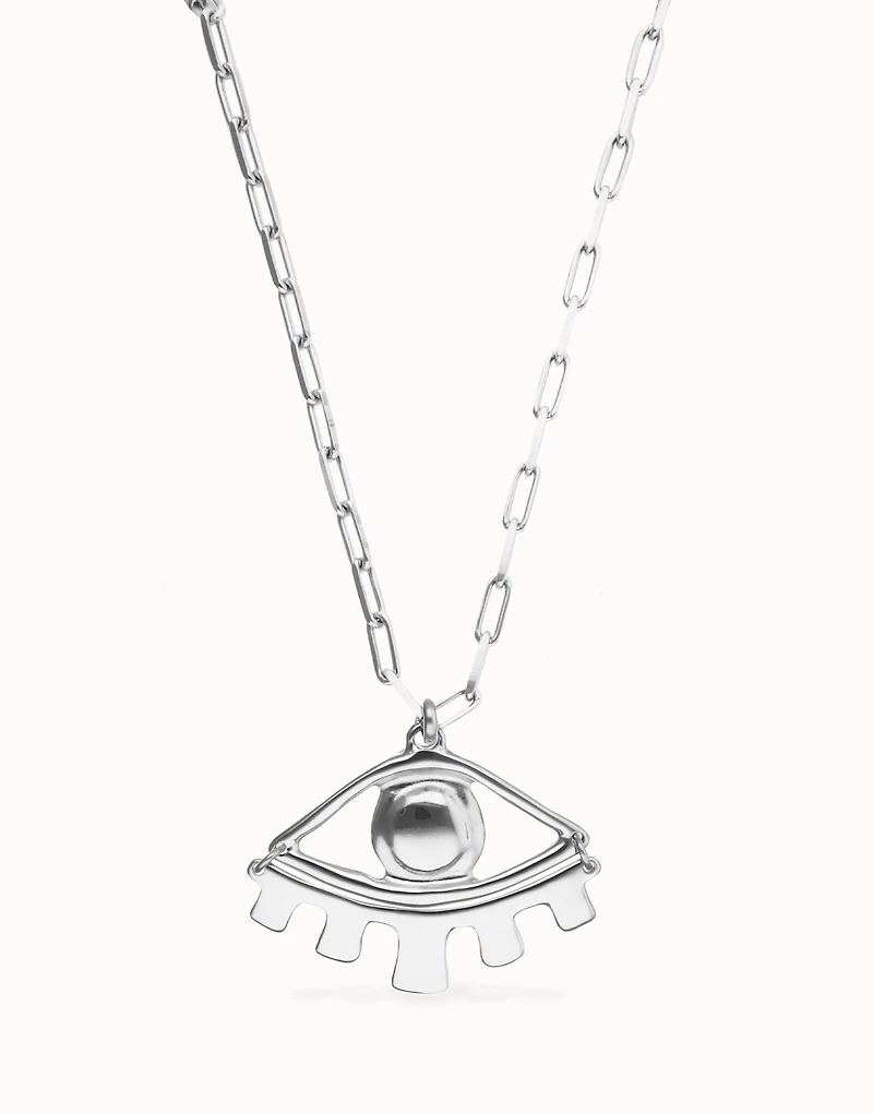Long pendant chain necklace with central eye