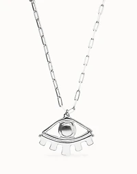 Long pendant chain necklace with central eye