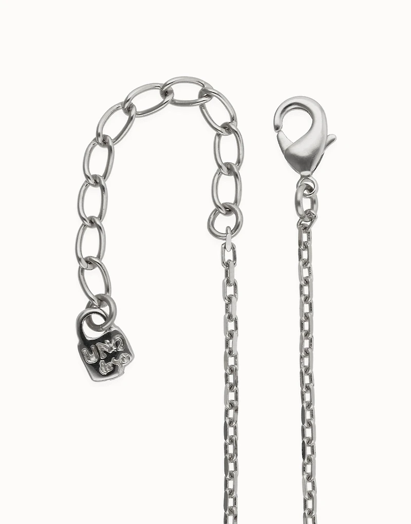 Long necklace with pendant and rectangular blue faceted crystal