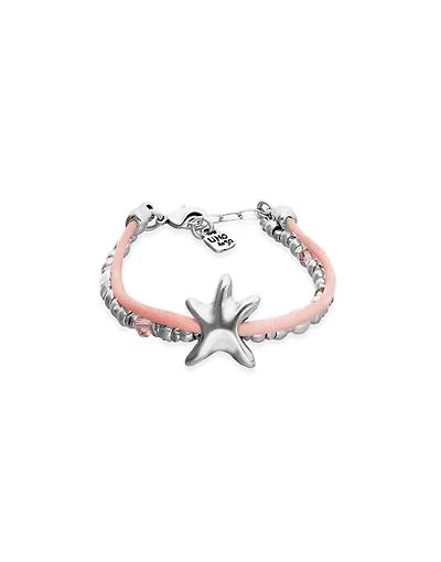 Orange silk thread and metal bracelet with starfish