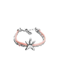 Orange silk thread and metal bracelet with starfish