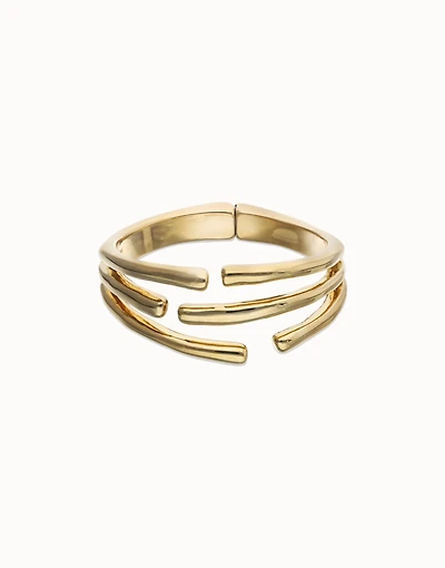 Bangle bracelet with multiple intertwined organic shapes