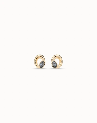 Stud oval earrings with light grey crystal