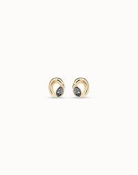 Stud oval earrings with light grey crystal