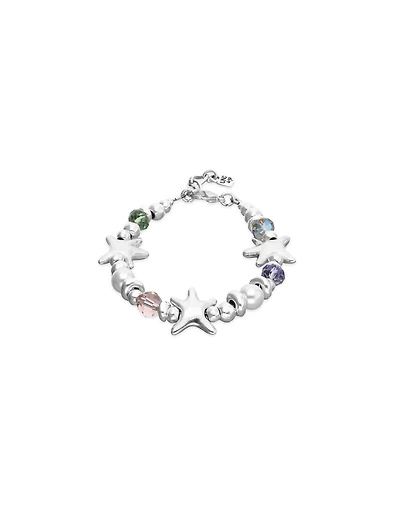 Elastic bracelet with multicolored crystals and starfish