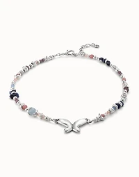 Short beaded necklace with butterfly