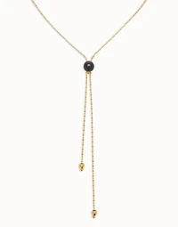 Long pendant necklace with central black murano glass