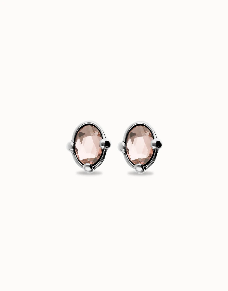 Studs with pink oval faceted crystal