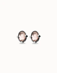 Studs with pink oval faceted crystal