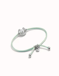 Blue green cord bracelet with a pearl