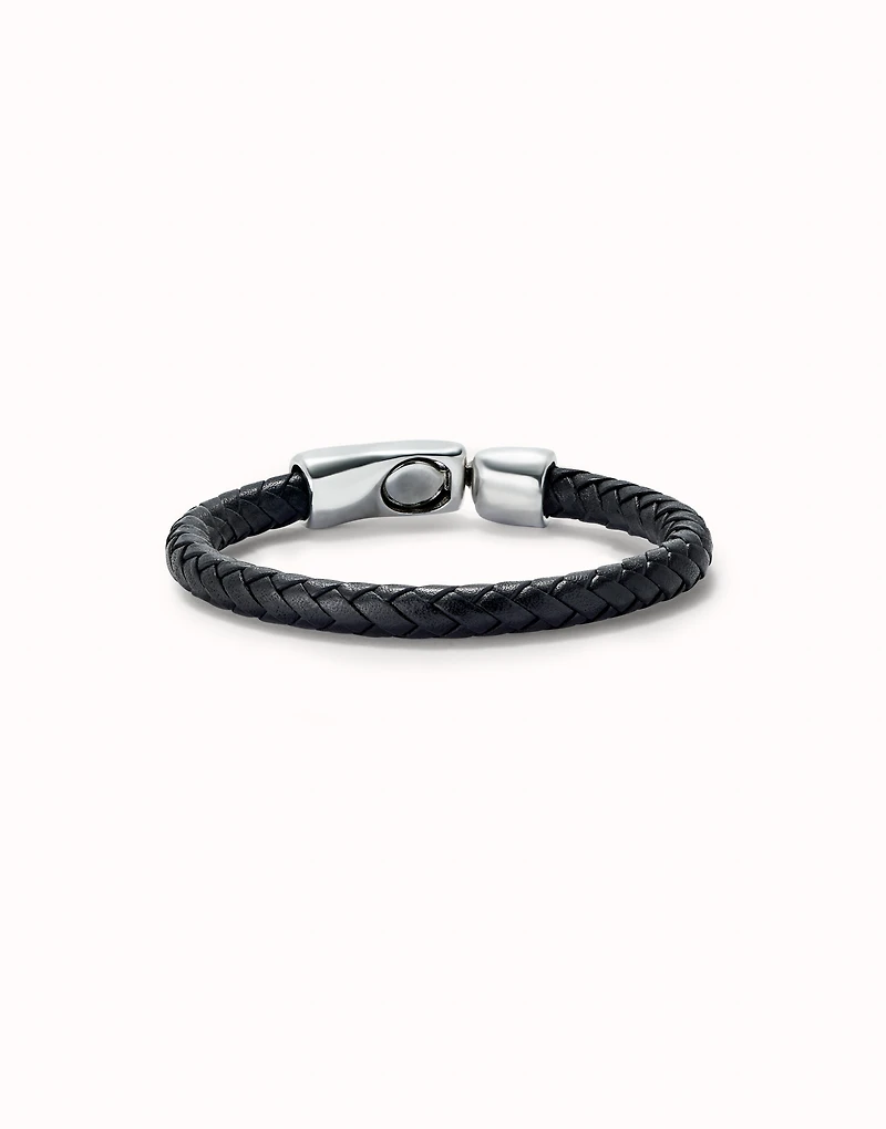 Multi strand leather bracelet with 2 circles