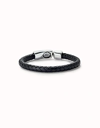 Multi strand leather bracelet with 2 circles