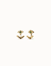 Eye-shaped stud earrings with verde crystal