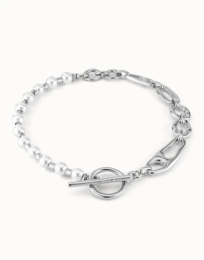 Short link chain necklace with pearls