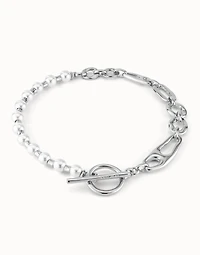 Short link chain necklace with pearls