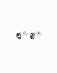 Stud earrings with blue crystal