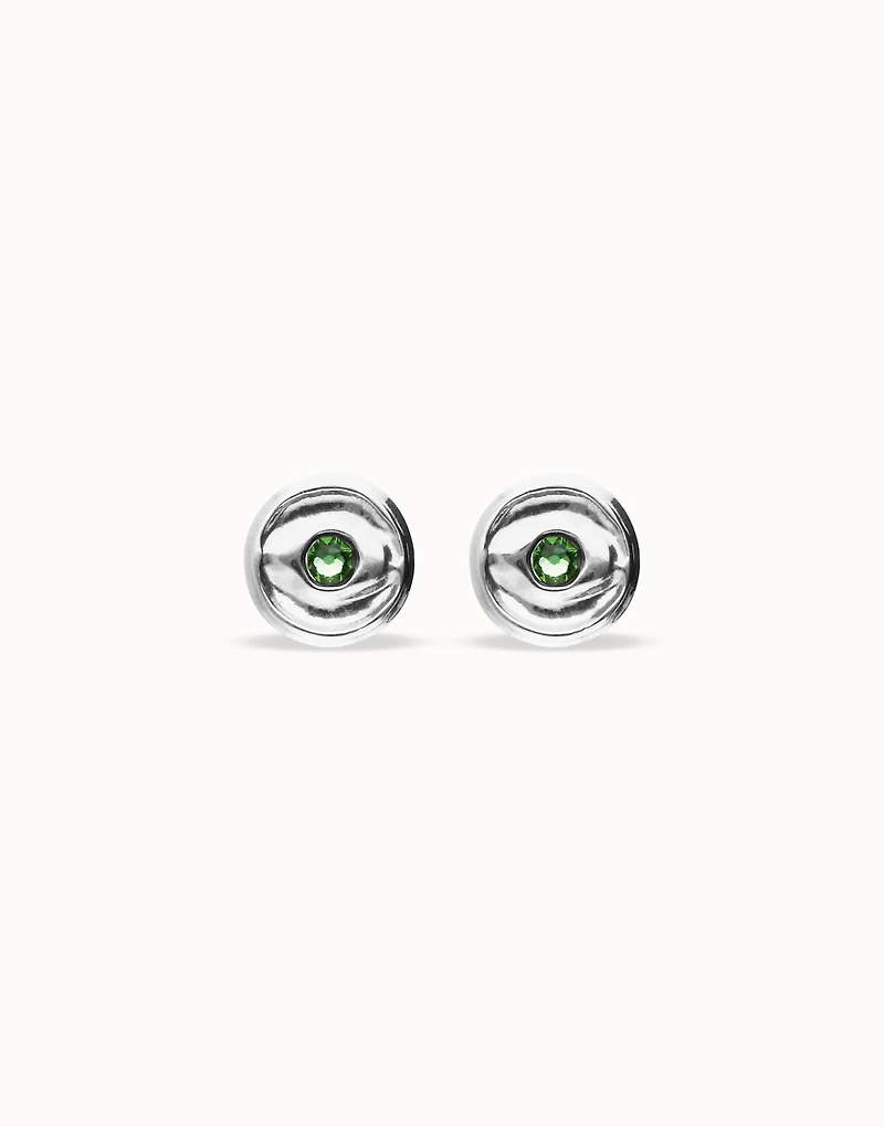 Stud earrings with green faceted crystal