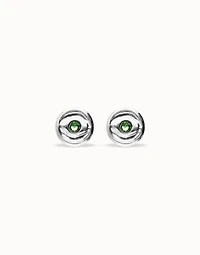 Stud earrings with green faceted crystal