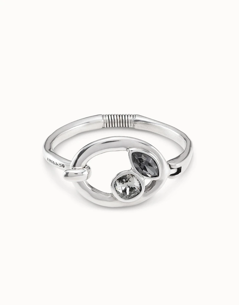 Sterling silver-plated bangle bracelet with crystals